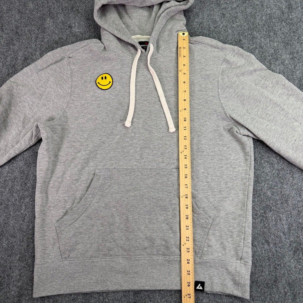 American Giant Hoodie Mens Large Grey Classic‎ Pullover Smiley Face Patch USA - Picture 9 of 14